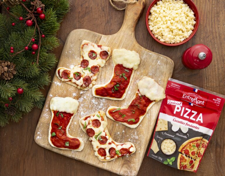 Mini pizzas bottes de Noël, Râpé Entremont